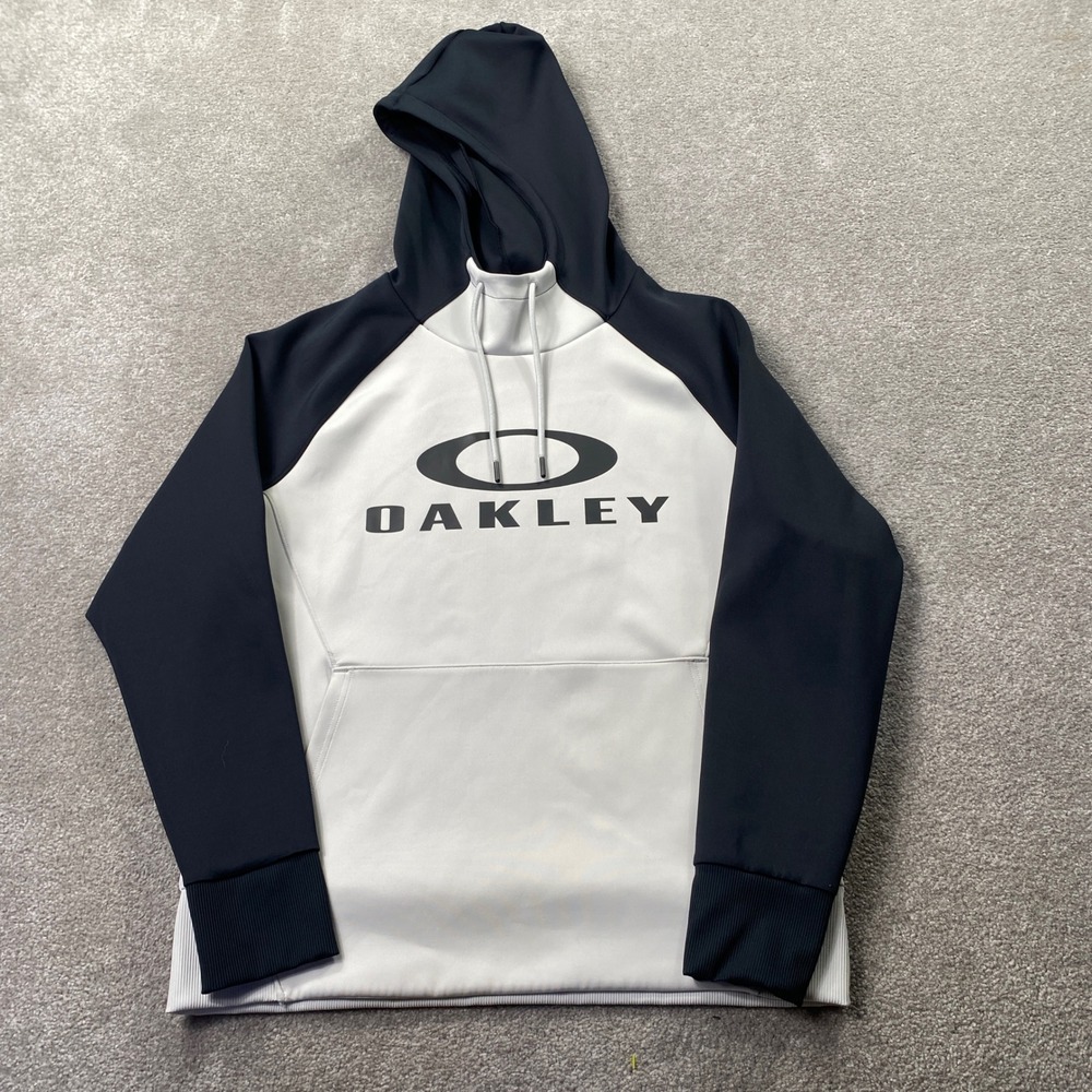 Oakley Hoodie Pullover Mens Small White Black Colorblock Performance Fit Logo